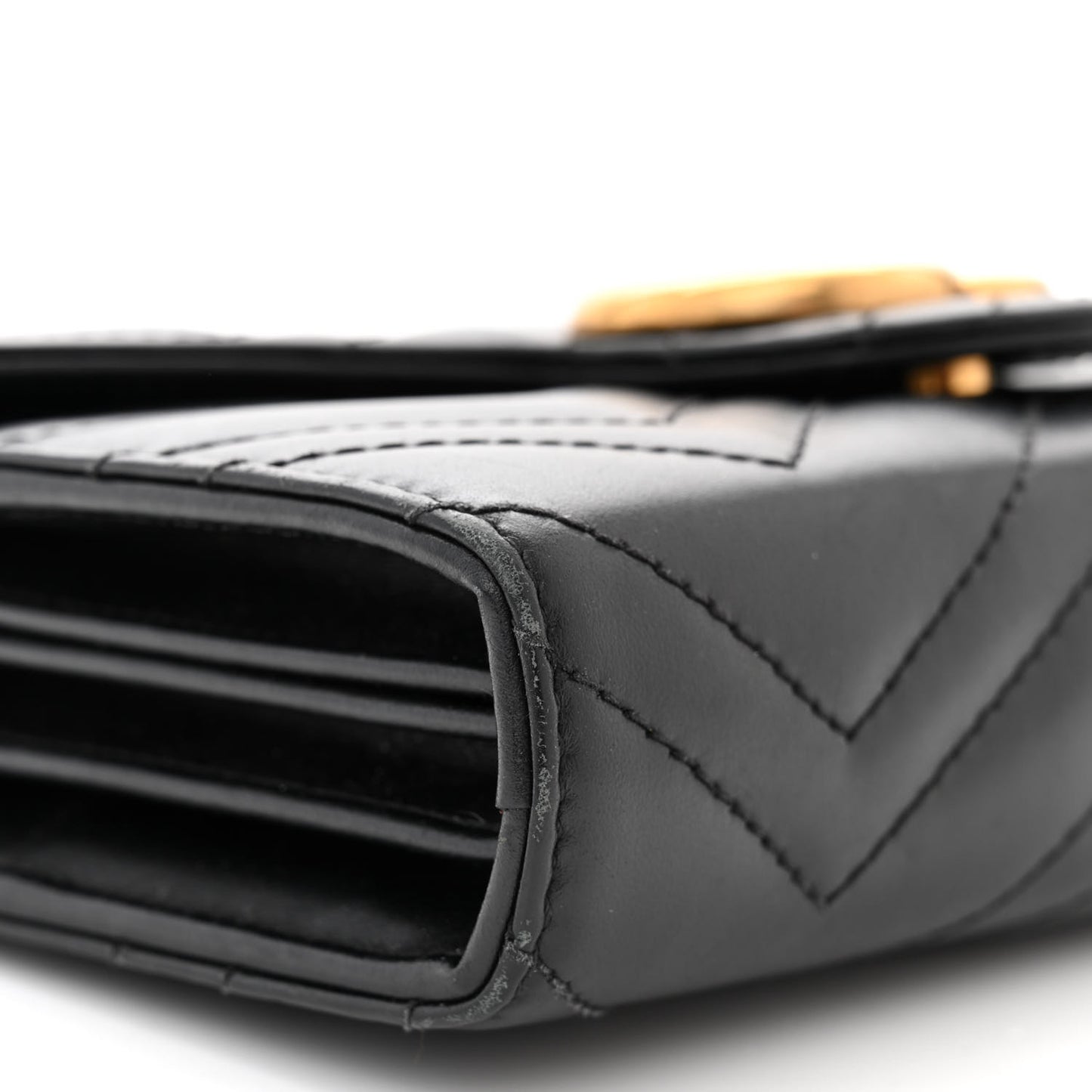 Calfskin Matelasse GG Marmont Chain Wallet Black