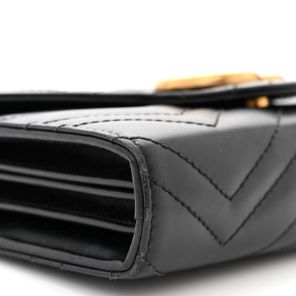 Gucci Calfskin Matelasse GG Marmont Chain Wallet Black 9 of 11