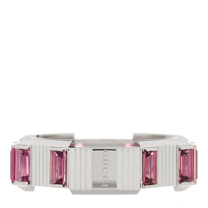 Gucci 18K White Gold Rubellite 7mm Link to Love Ring 54 6.75 3 of 4