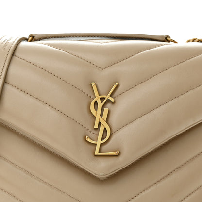 Saint Laurent Calfskin Y Quilted Monogram Small Loulou Chain Satchel Dark Beige 8 of 13
