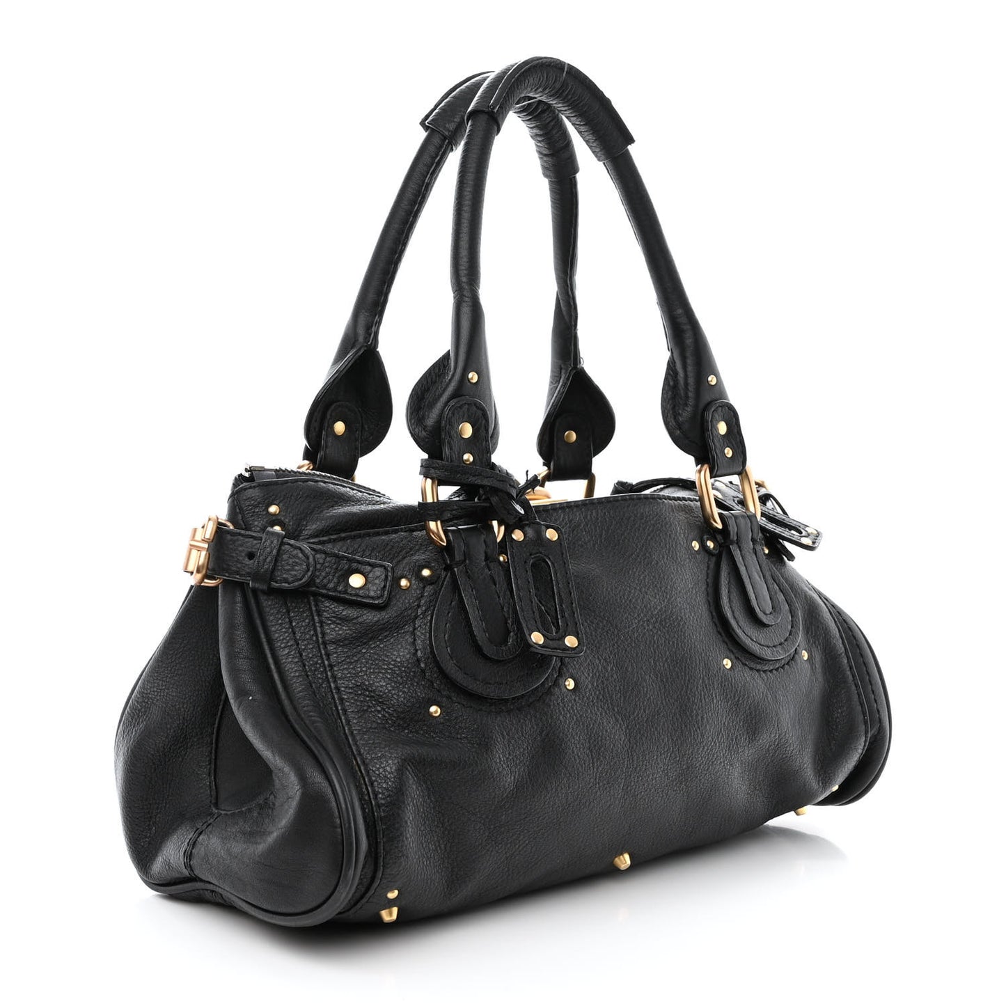 Leather Medium Paddington Satchel Black
