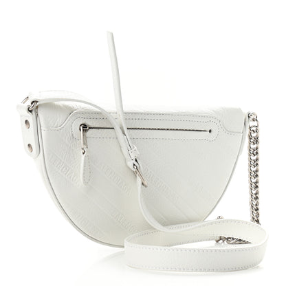Balenciaga Shiny Goatskin Allover Logo Embossed XXS Souvenir Belt Bag White 2 of 9