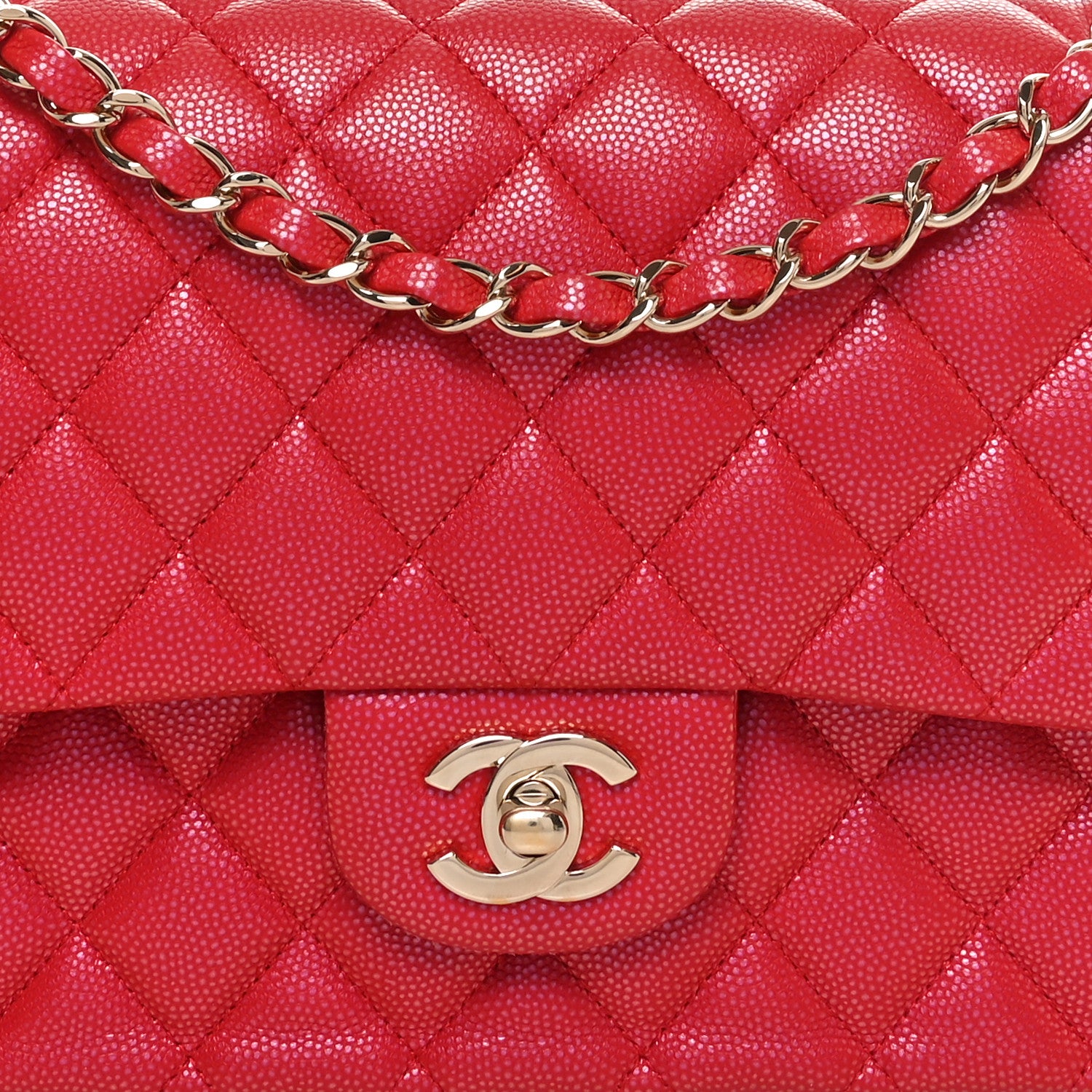 Chanel Iridescent  Caviar Quilted Medium Double Flap Red 8 of 11