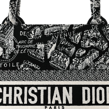 Christian Dior Canvas Embroidered Medium Plan De Paris Book Tote Black White 8 of 10