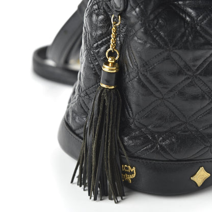 MCM Calfskin Quilted Studded Bucket Bag Black 10 of 10