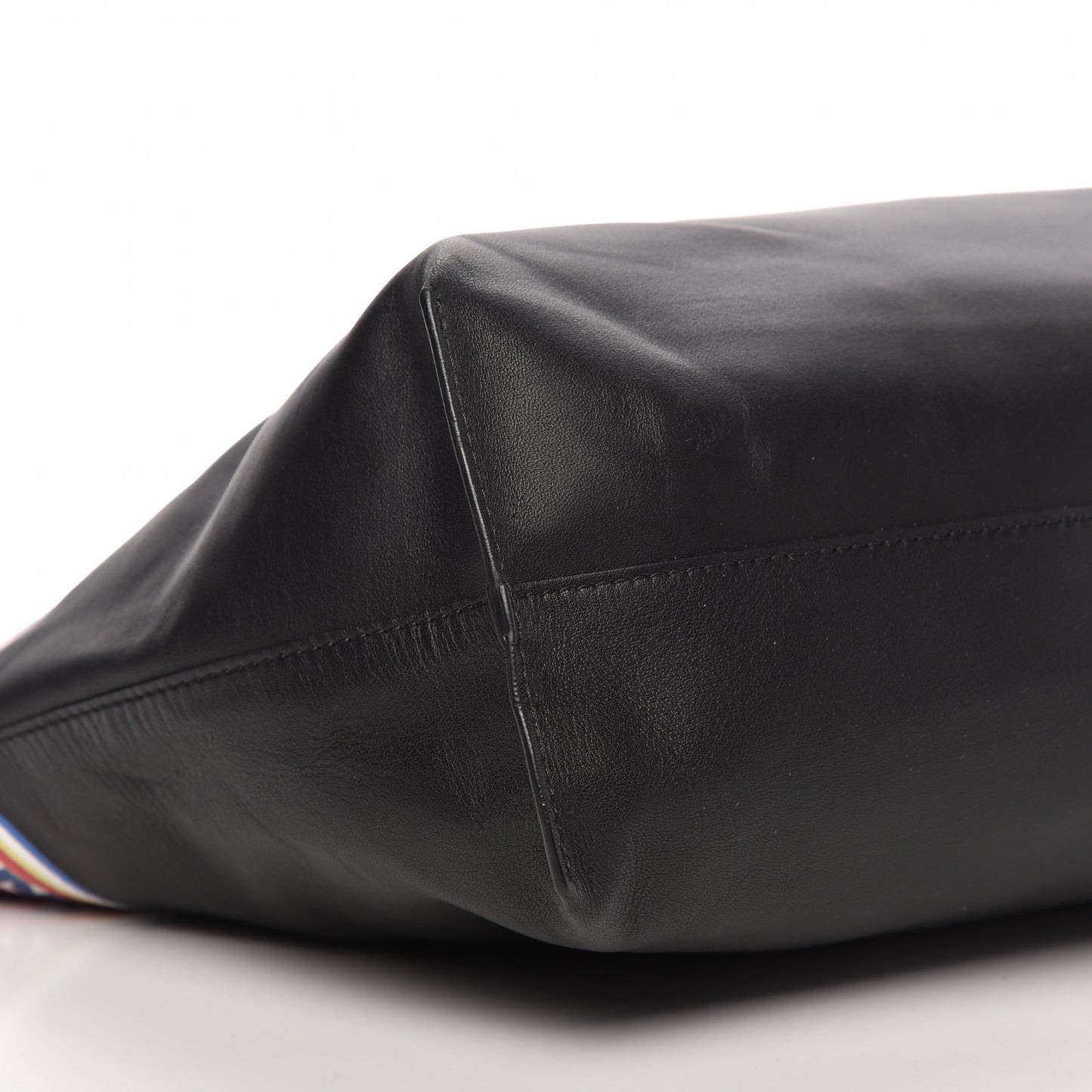 Calfskin Stripe Greek City Key Tote Black