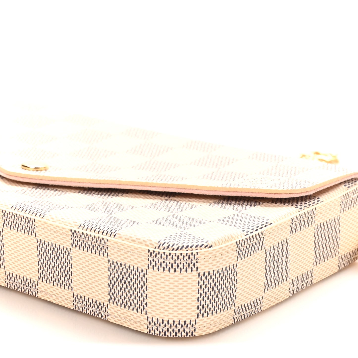 Damier Azur Pochette Felicie Chain Wallet Rose Ballerine