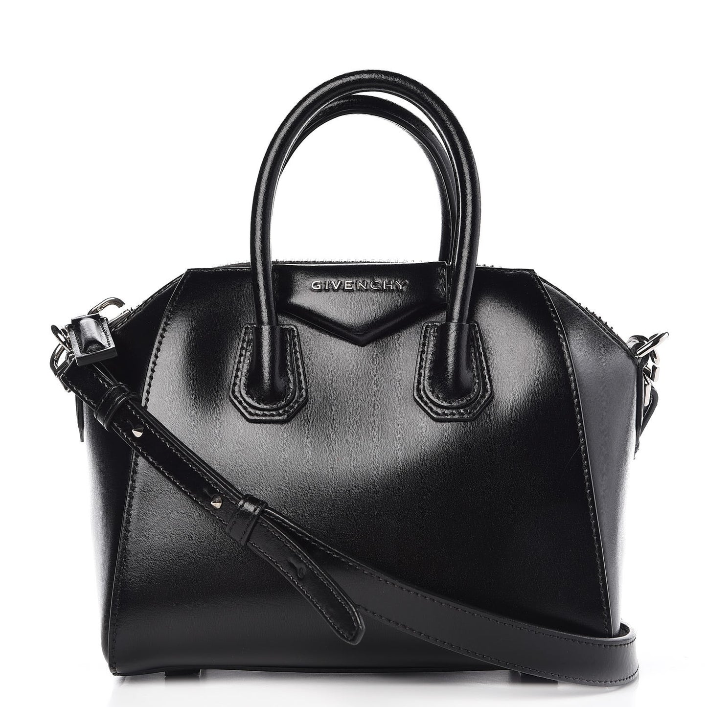 Shiny Lord Calfskin Mini Antigona Black