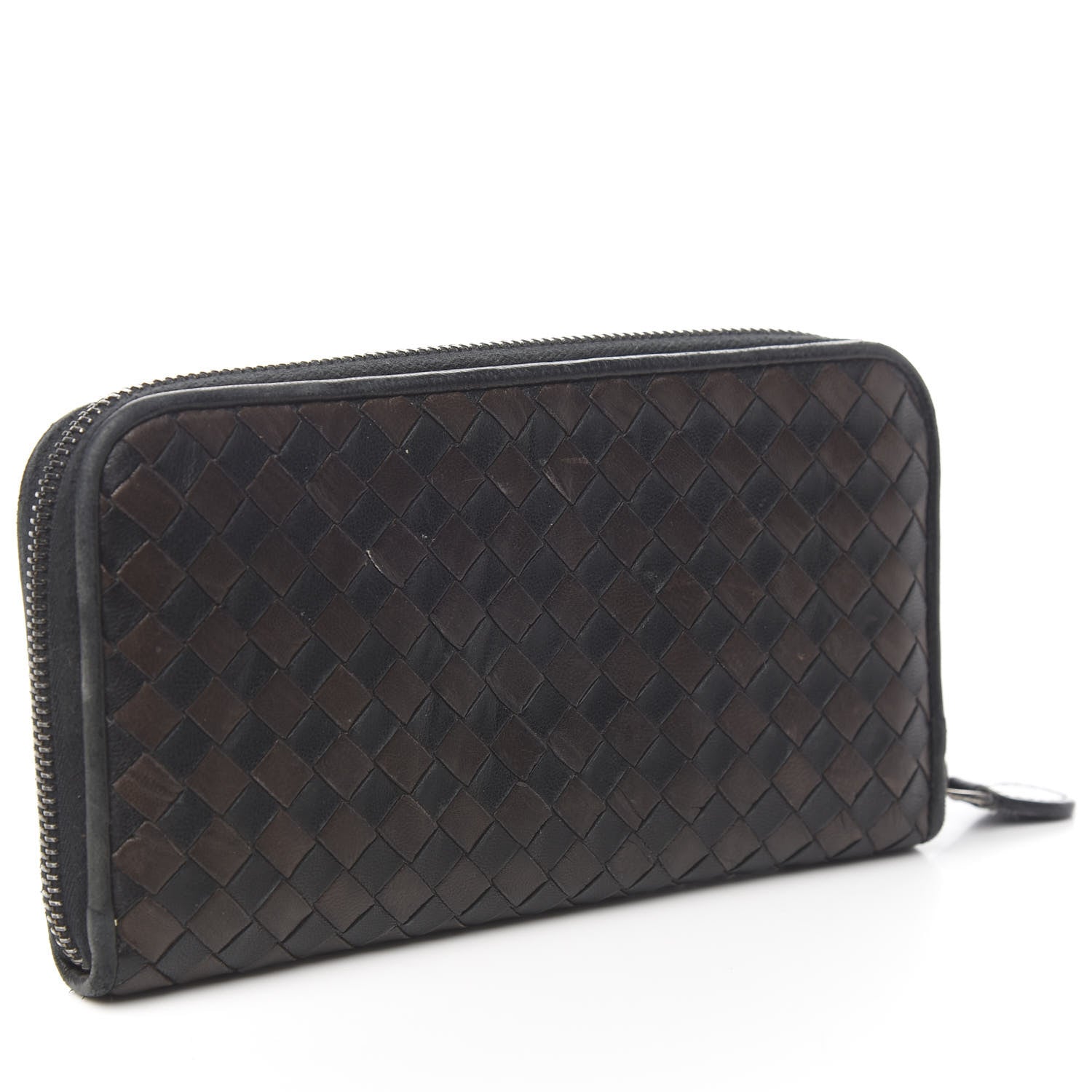 Bottega Veneta Nappa Intrecciato Zip Around Wallet Black Ebano 2 of 7
