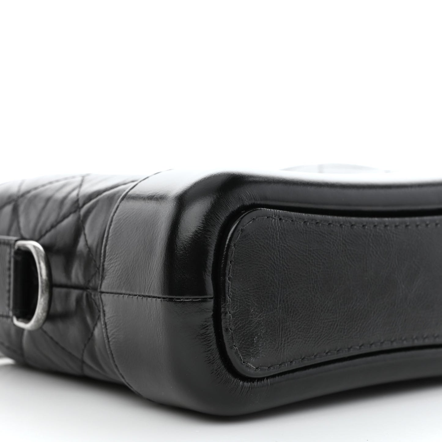 Aged Calfskin Quilted Small Gabrielle Hobo Black