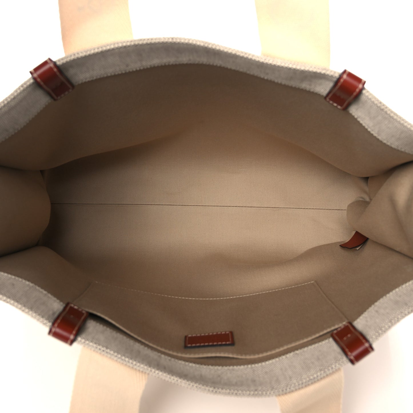 Cotton Calfskin Large Woody Ribbon Tote White Brown