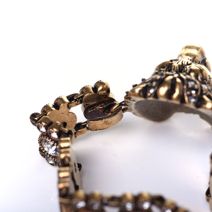 Gucci Metal Crystal Lion Head Bracelet S Aged Gold 6 of 9