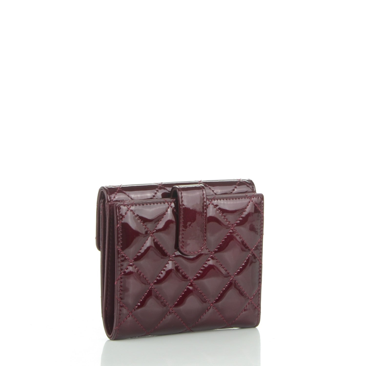 Chanel Patent Brilliant Compact Wallet Burgundy 3 of 8