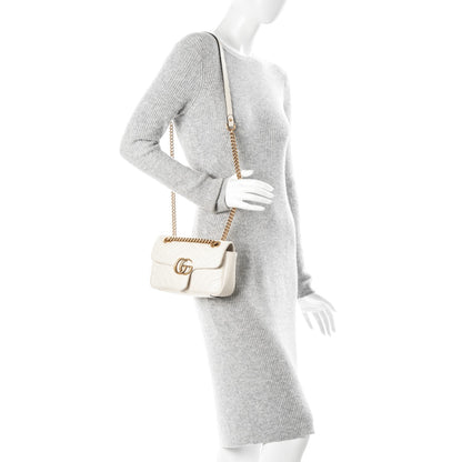 Gucci Calfskin Matelasse Mini GG Marmont Shoulder Bag White 2 of 7