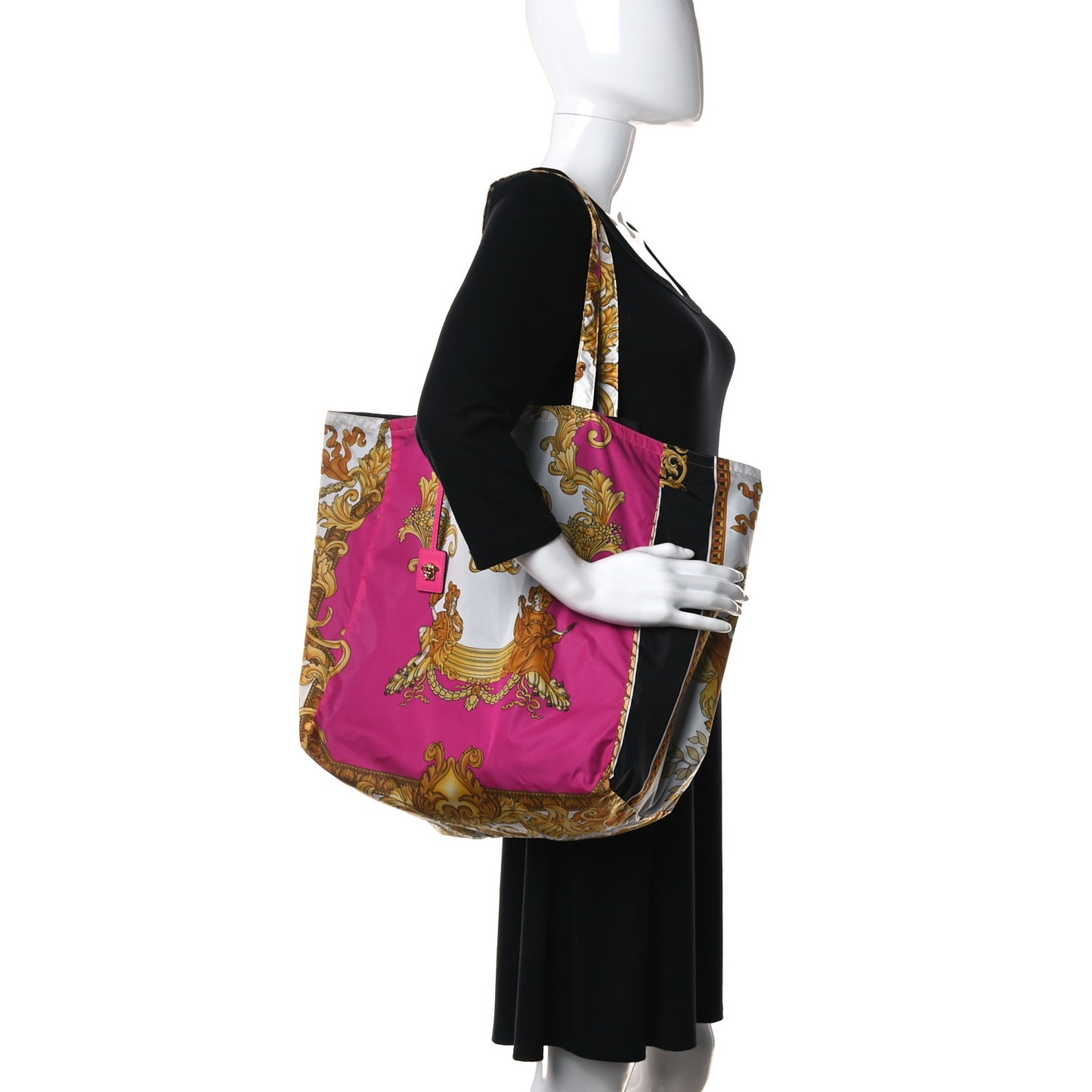 Nylon Medusa Renaissance Print Tote Fuchsia