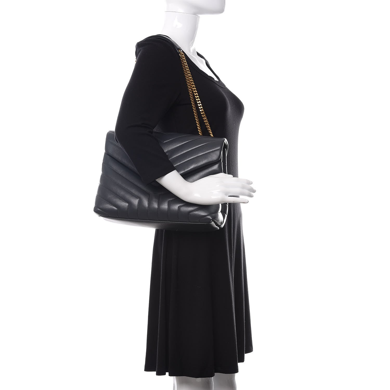 Saint Laurent Calfskin Y Quilted Monogram Medium Loulou Chain Satchel Medium Blue 2 of 11