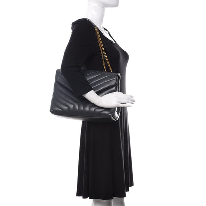 Saint Laurent Calfskin Y Quilted Monogram Medium Loulou Chain Satchel Medium Blue 2 of 11