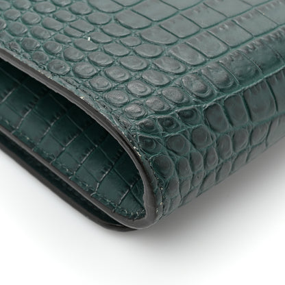Jimmy Choo Calfskin Crocodile Embossed Varenne Chain Clutch Dark Green 16 of 19