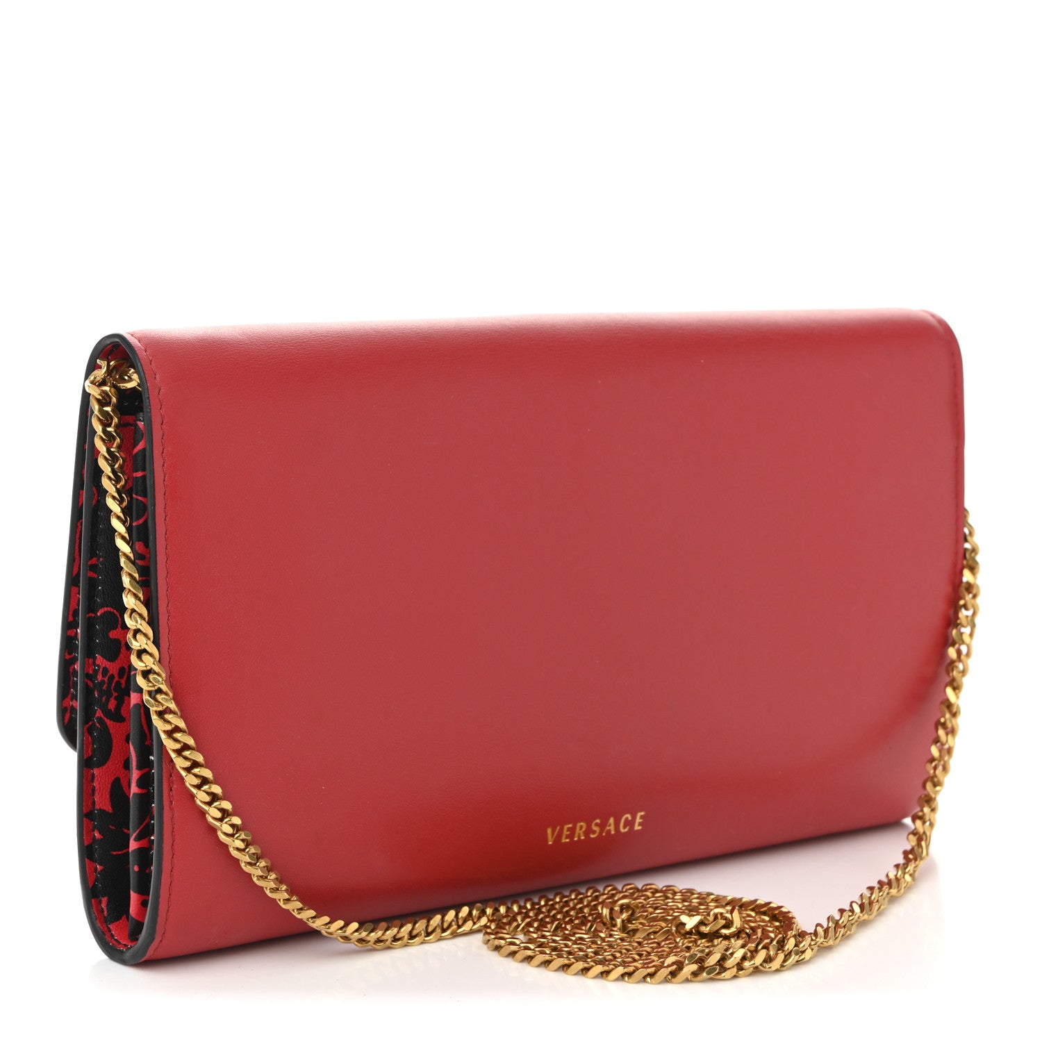 Versace Vitello Virtus V-Mine Wallet on Chain Red 3 of 9