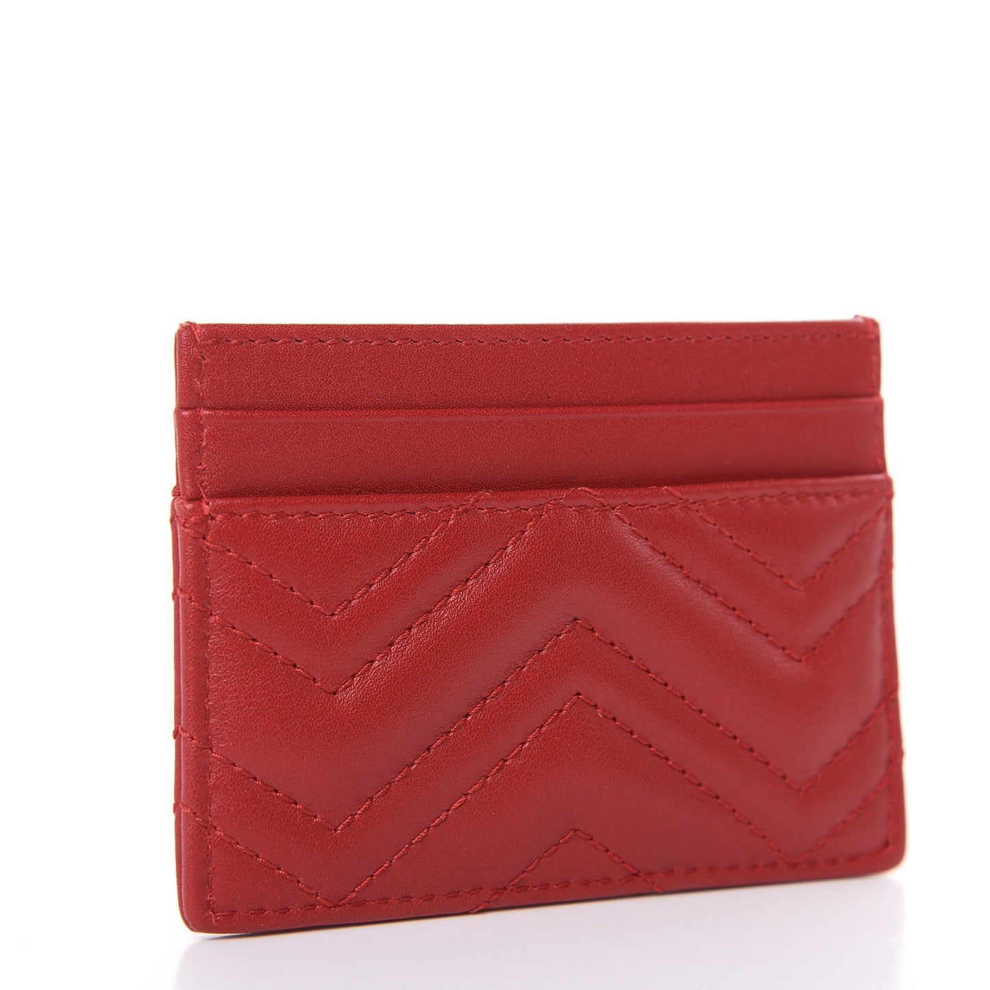 Calfskin Matelasse GG Marmont Card Holder Hibiscus Red