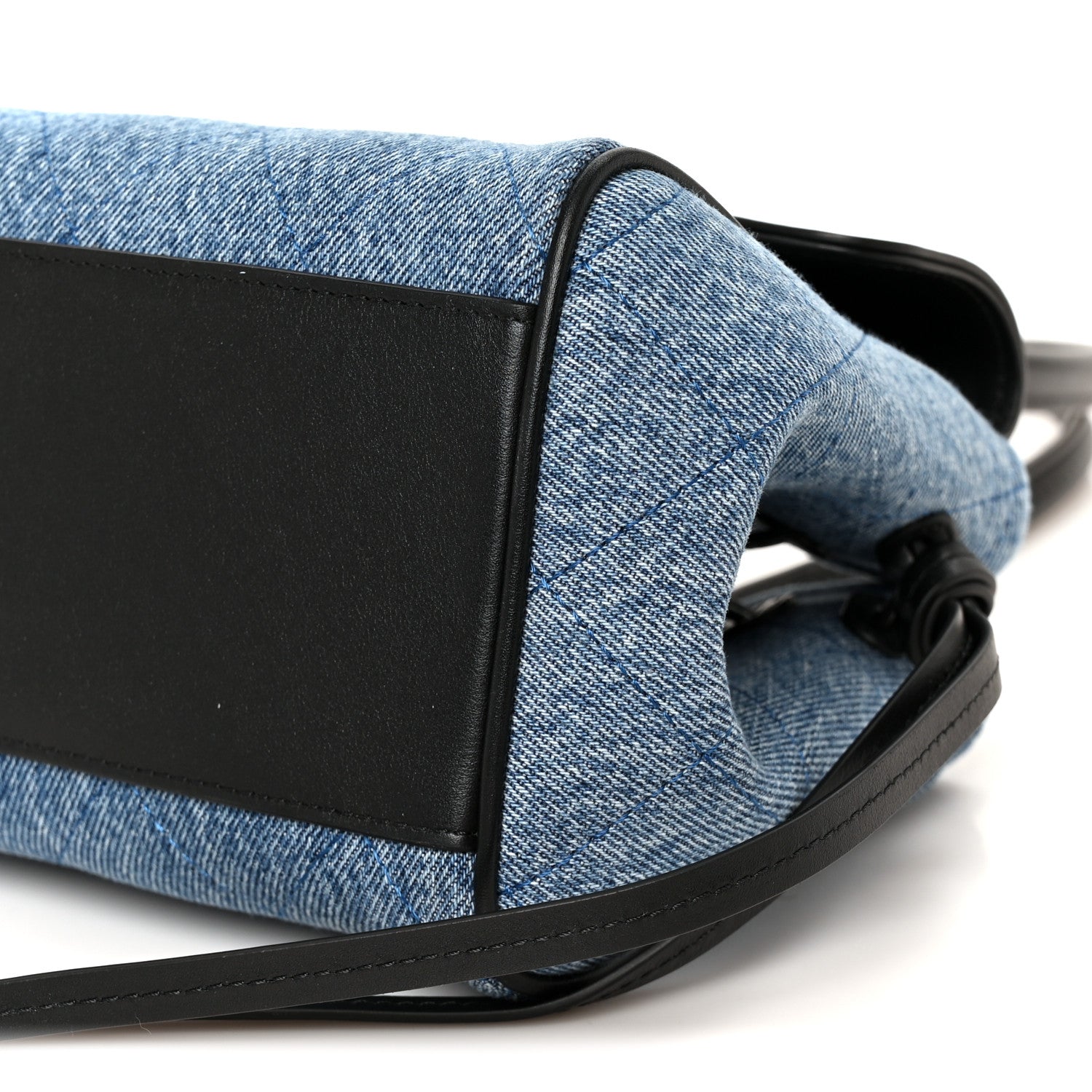 Chanel Calfskin Denim Stitched Urban Essentials Small Shopping Bag Blue Black 10 of 10