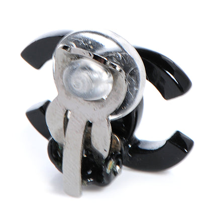 Chanel Resin CC Bead Clip On Earrings Black White 3 of 5