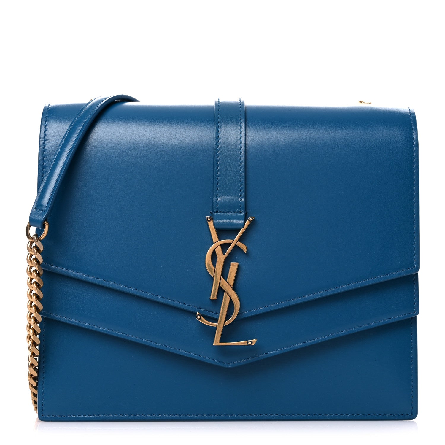 Saint Laurent Smooth Calfskin Monogram Medium Sulpice Shoulder Bag Deep Sea 1 of 12