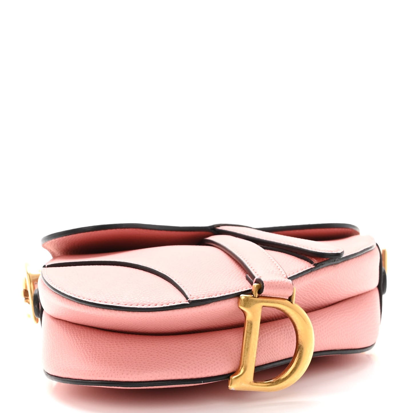 Grained Calfskin Mini Saddle Bag Pink