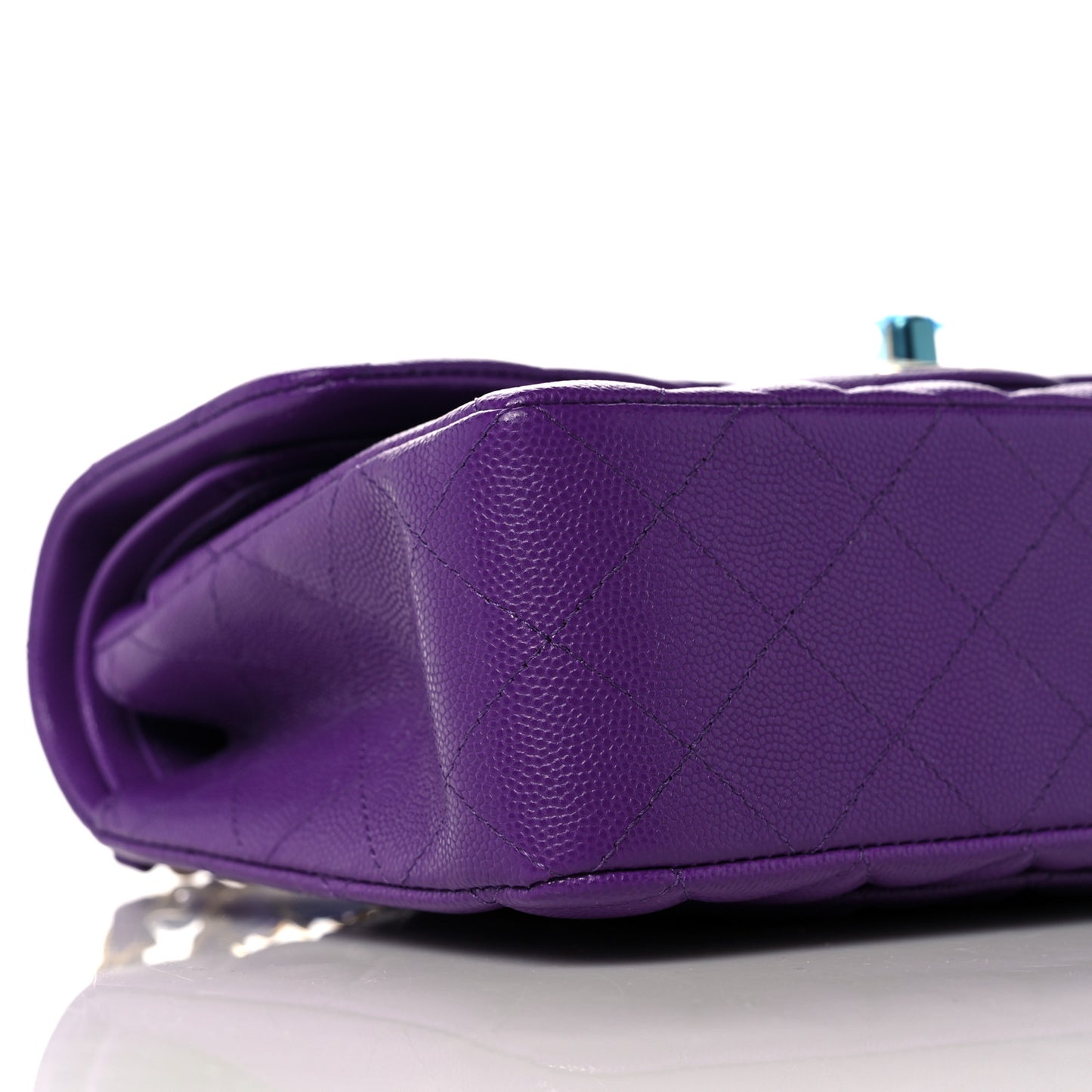 Caviar Quilted Small Double Flap Dark Purple