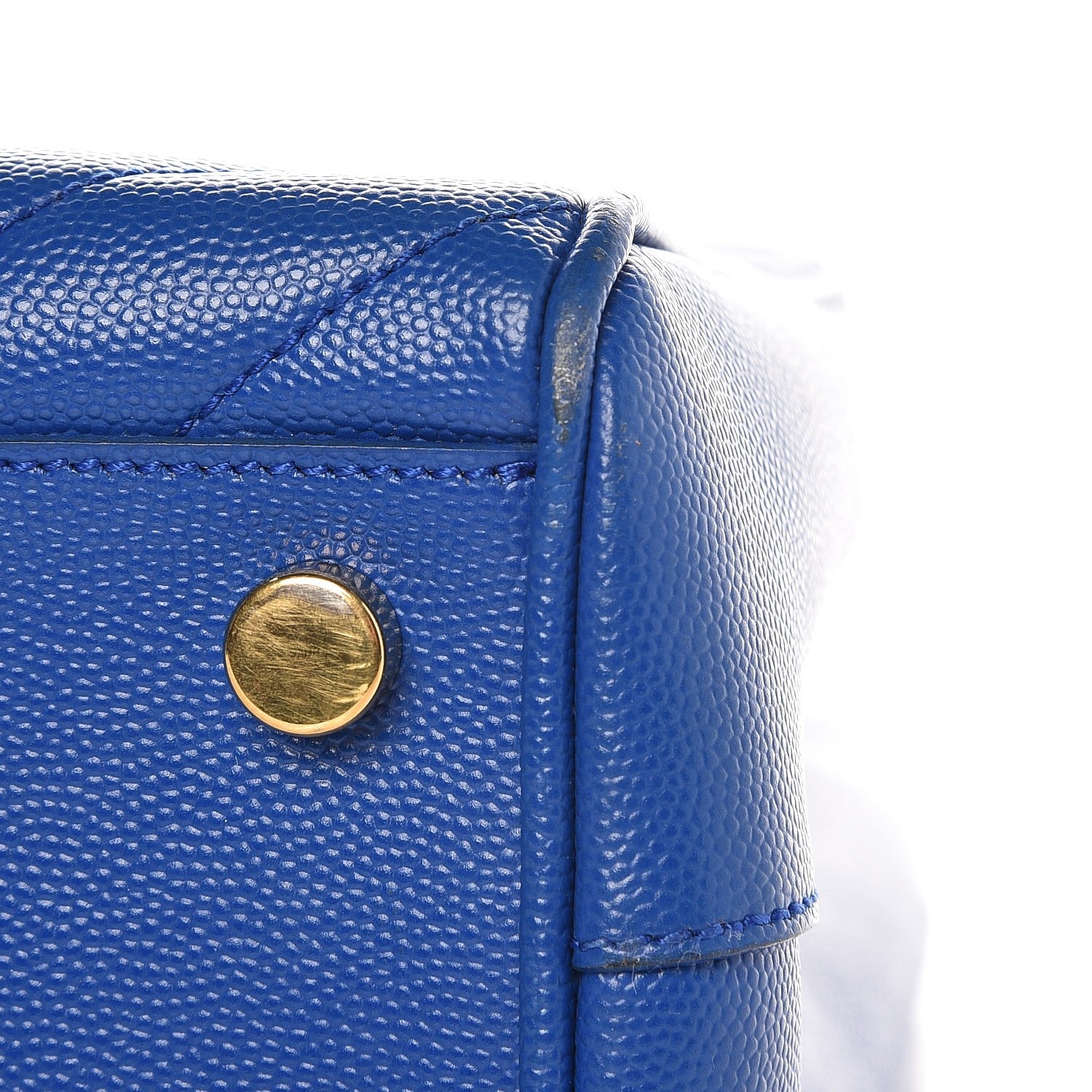 Saint Laurent Grain De Poudre Matelasse Chevron Monogram Shopping Bag Blue Majorelle 10 of 12