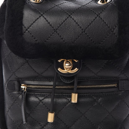 Chanel Lambskin Shearling Quilted CC Backpack Black 9 of 10
