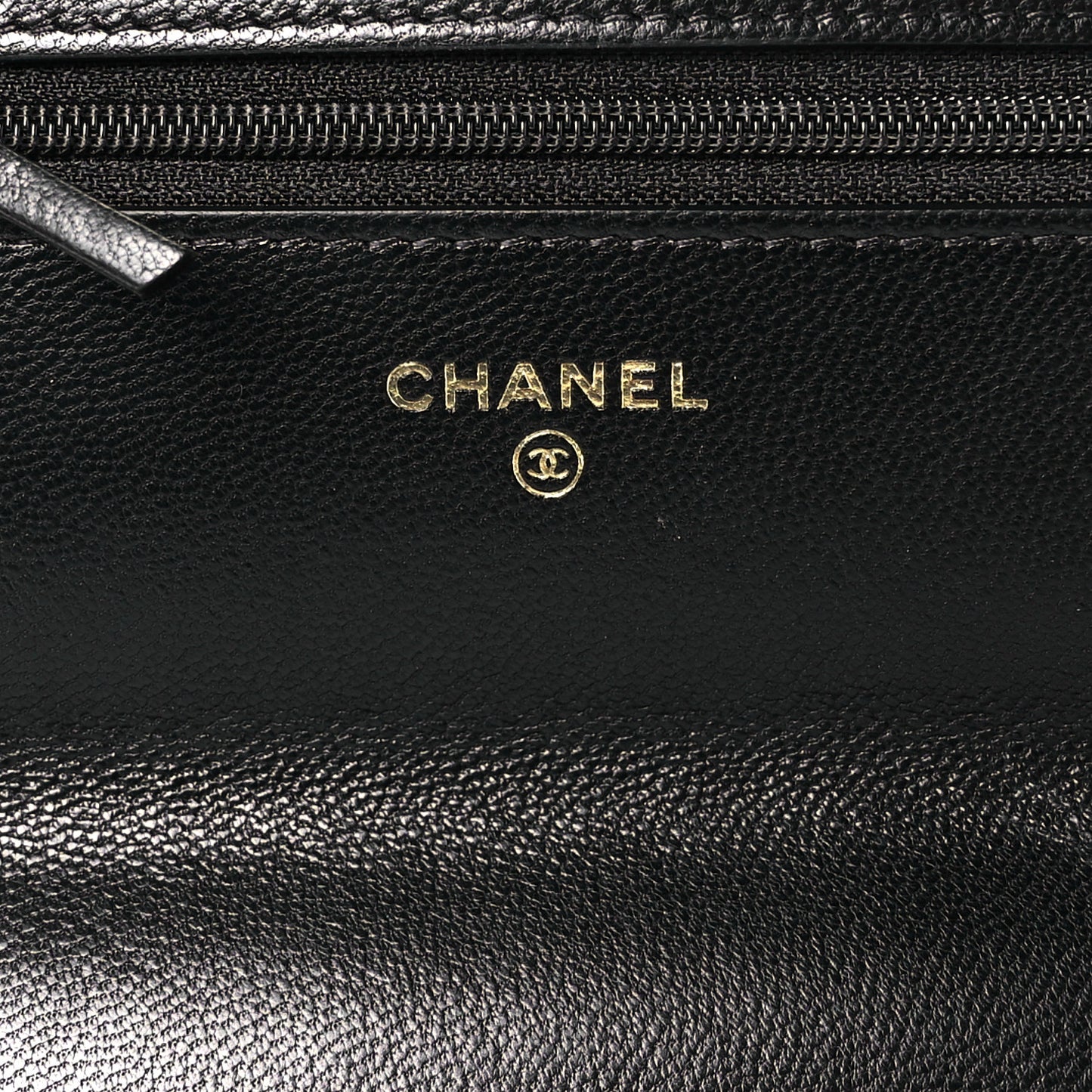 Shiny Goatskin Quilted Chanel 19 Wallet On Chain WOC Black
