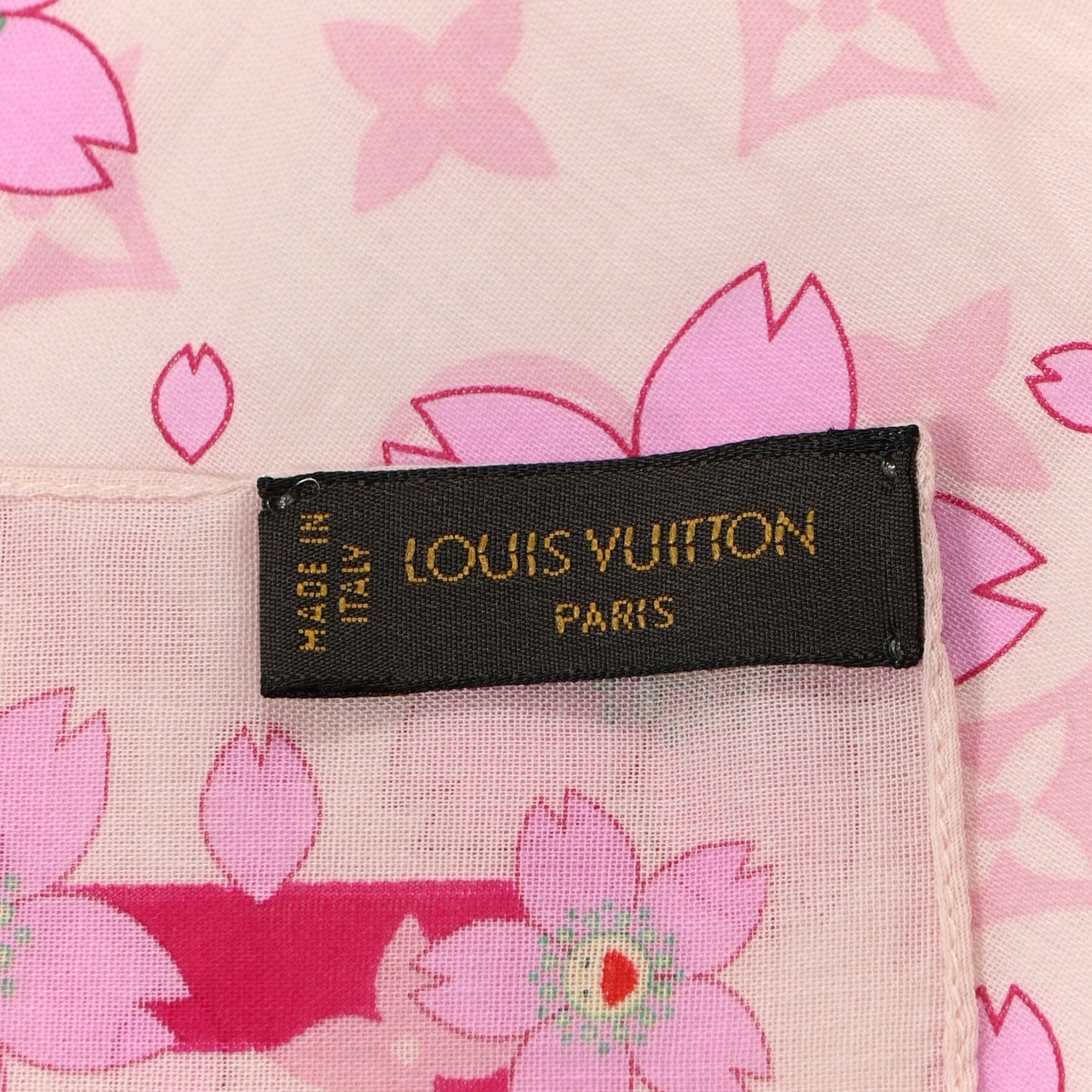 Cotton Monogram Cherry Blossom Square Scarf Pink