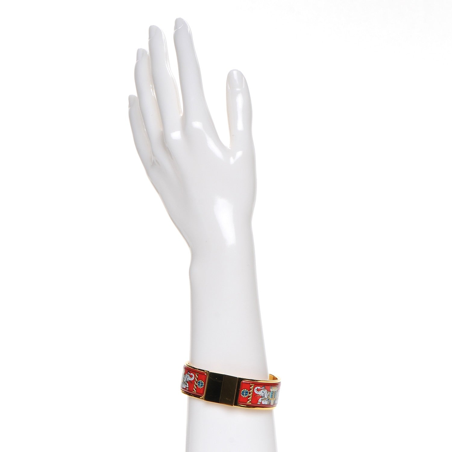 Hermes Enamel Printed Clic Clac Torana Elephants Wide Bracelet GM 2 of 6