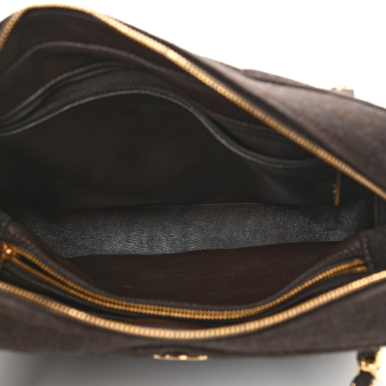 Chanel Jersey Chevron Quilted Camera Case Brown 5 of 11