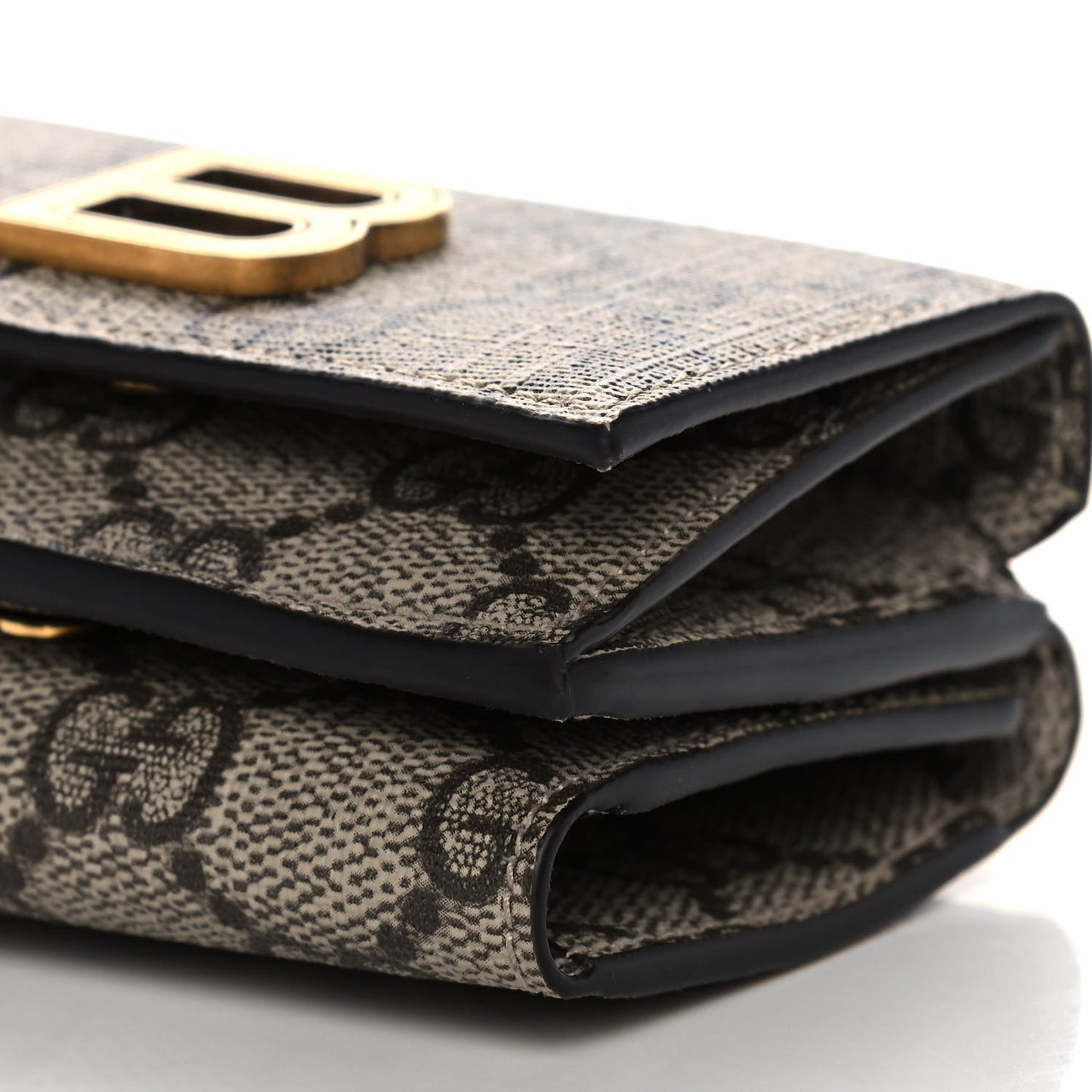 X BALENCIAGA GG Supreme Monogram Card Case Wallet Beige Ebony