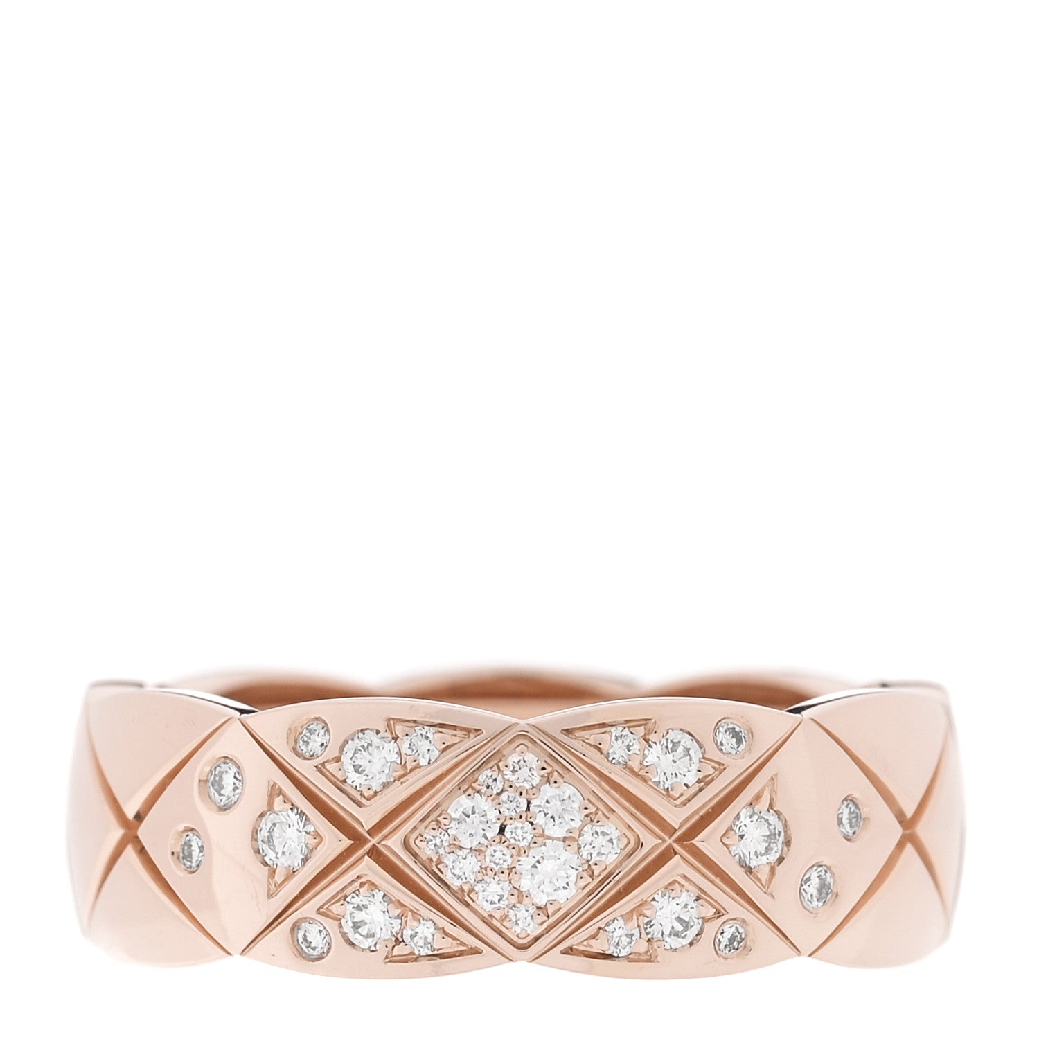 Chanel 18K Beige Gold Diamond Small Coco Crush Ring 55 7.25 1 of 5
