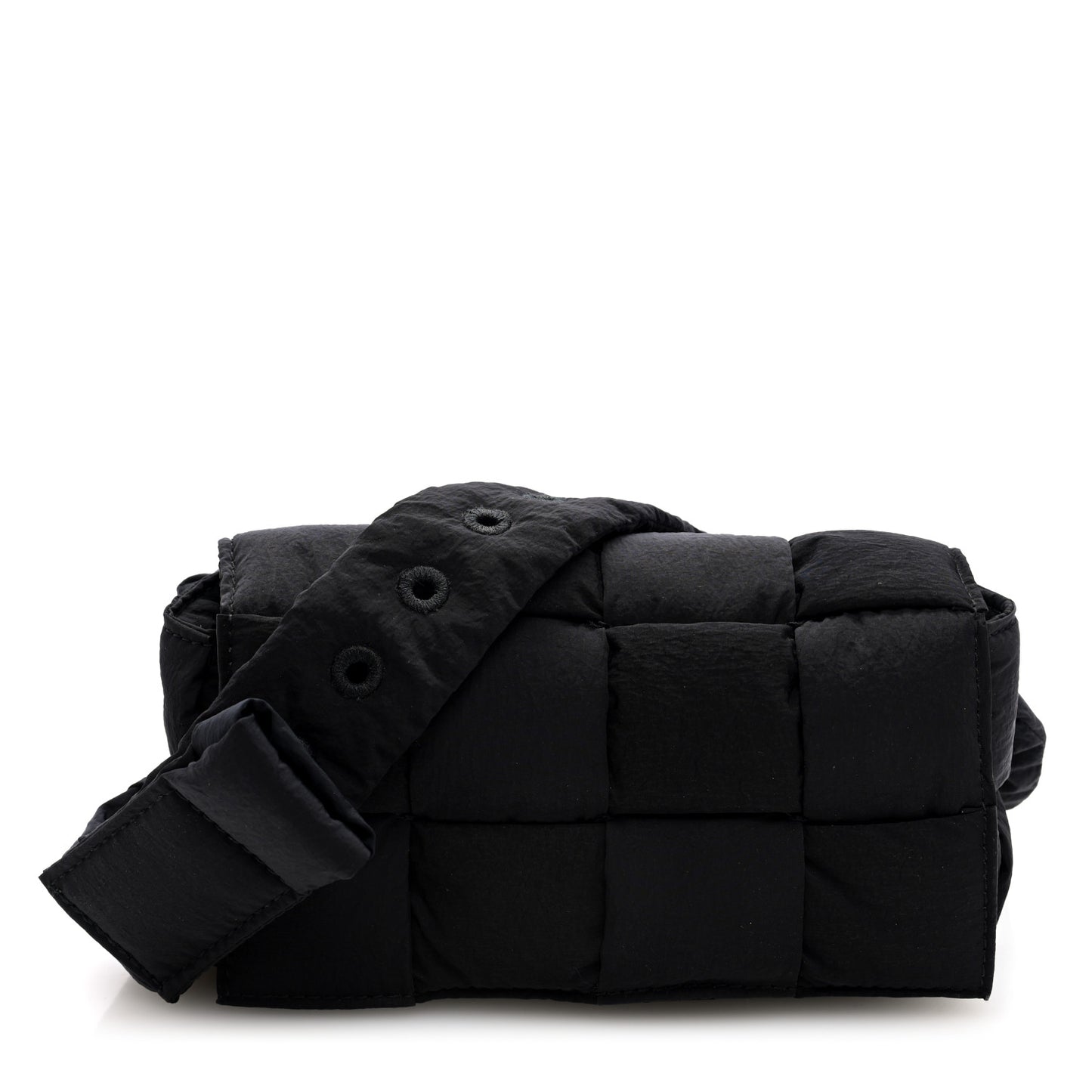 Nylon Intrecciato Padded Tech Mini Cassette Belt Bag Black