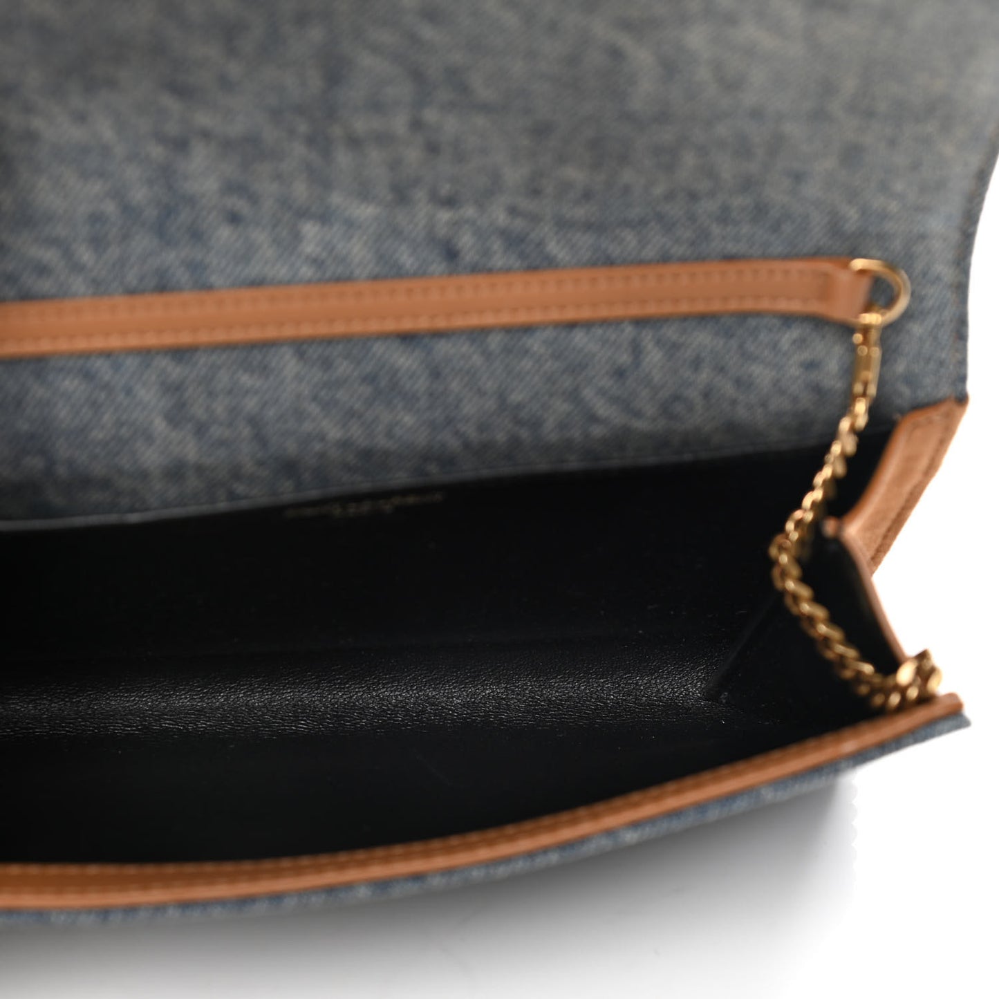 Denim Monogram Chain Wallet Rodeo Blue Cinnamon
