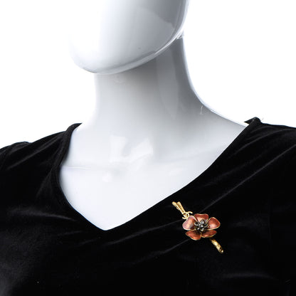 Chanel Gripoix Poured Glass Crystal Camellia Brooch Pink Gold 2 of 4