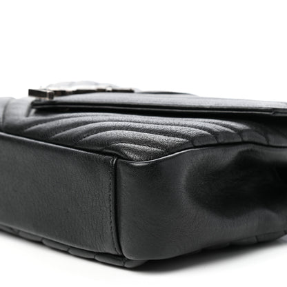 Saint Laurent Sheepskin Matelasse Chevron Monogram Medium College Bag Black 9 of 10