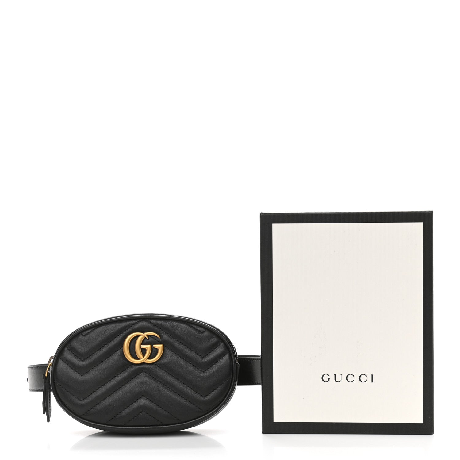 Gucci Calfskin Matelasse GG Marmont Belt Bag 95 38 Black 12 of 12