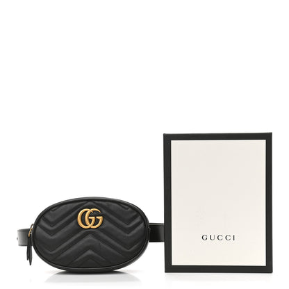 Gucci Calfskin Matelasse GG Marmont Belt Bag 95 38 Black 12 of 12