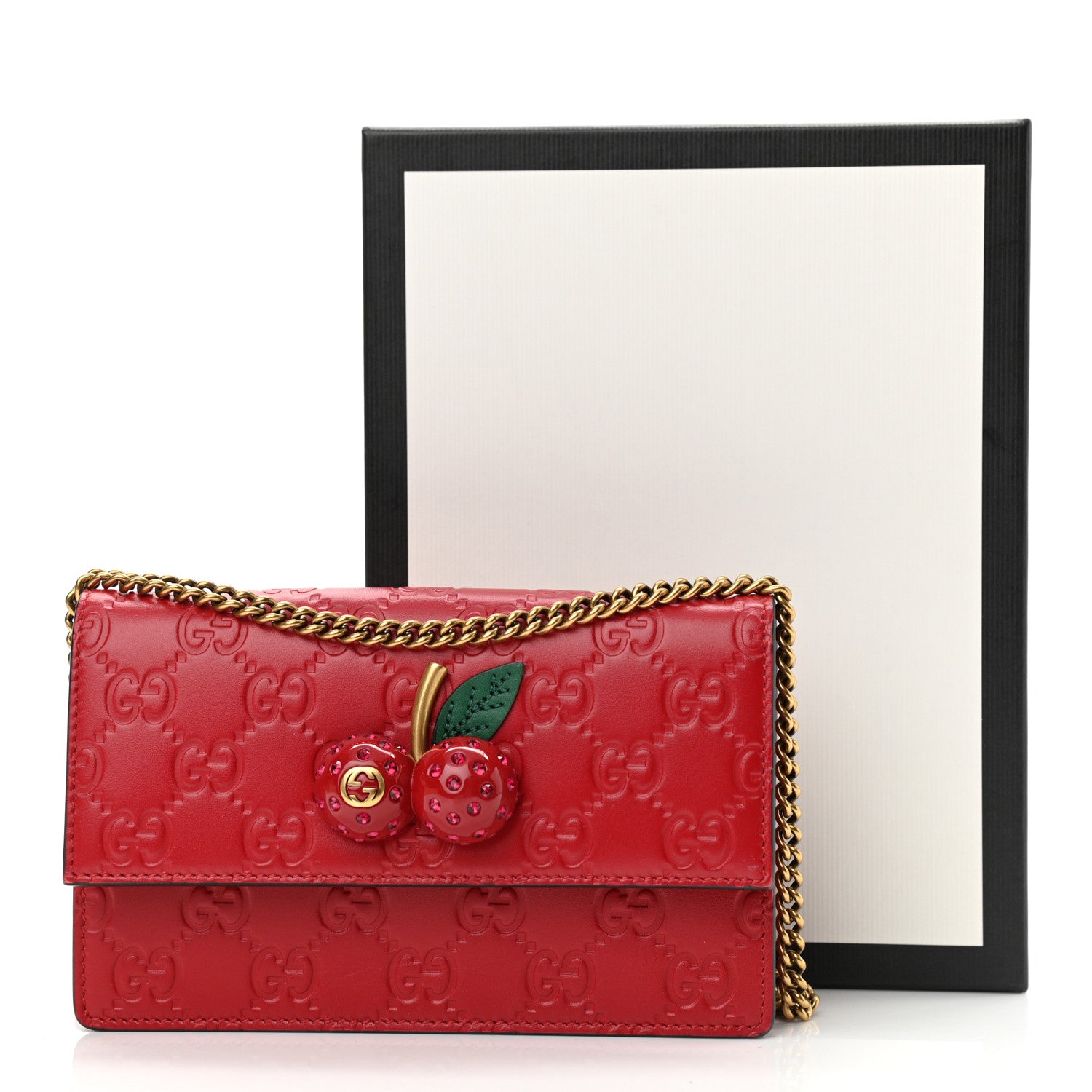 Gucci Guccissima Mini Cherry Chain Bag Hibiscus Red 10 of 10