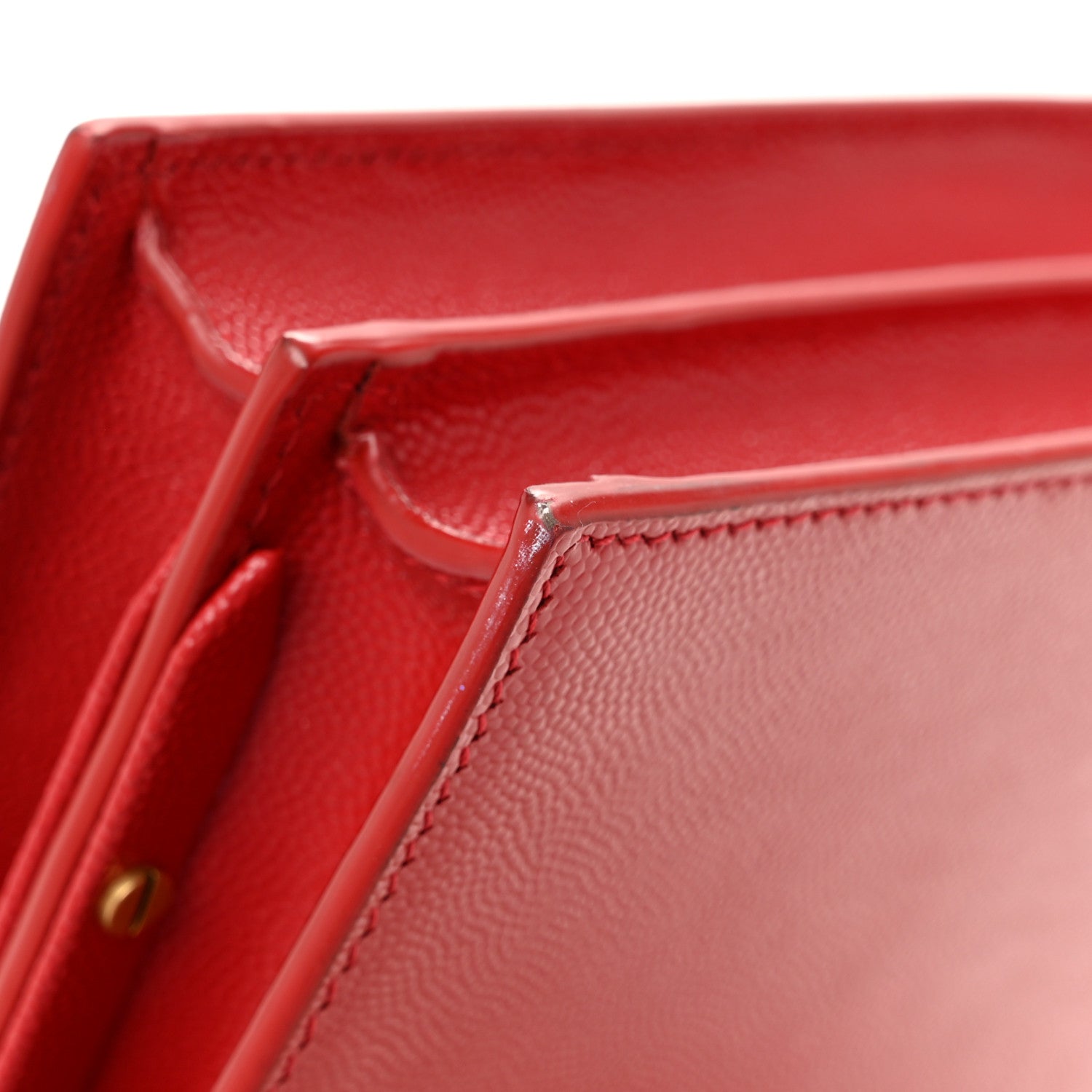 Saint Laurent Grain De Poudre Monogram Cassandra Clasp Bag Red 12 of 14