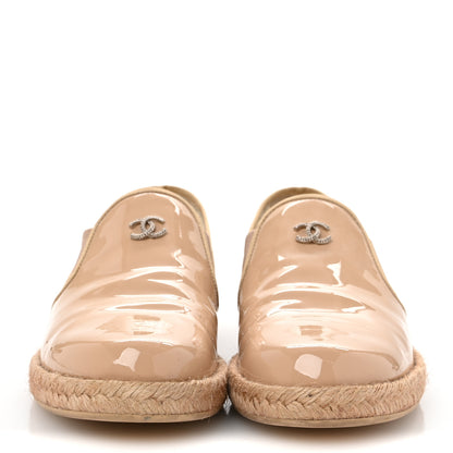 Chanel Patent CC Loafers Espadrille 38.5 Beige 3 of 9