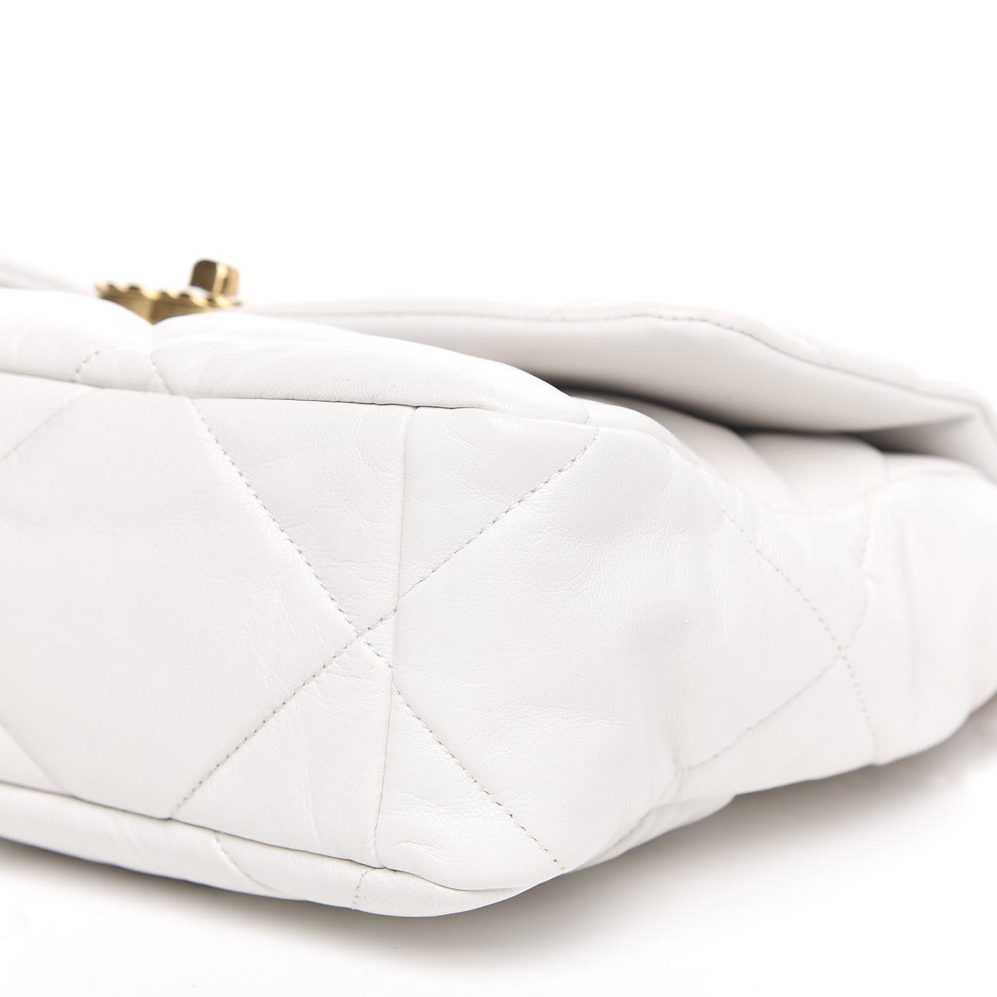 Goatskin Quilted Large 19 Flap White