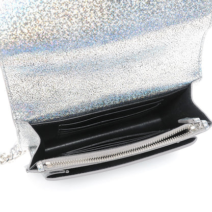 Saint Laurent Metallic Crackled Calfskin Monogram Sunset Chain Wallet Star Light 5 of 9