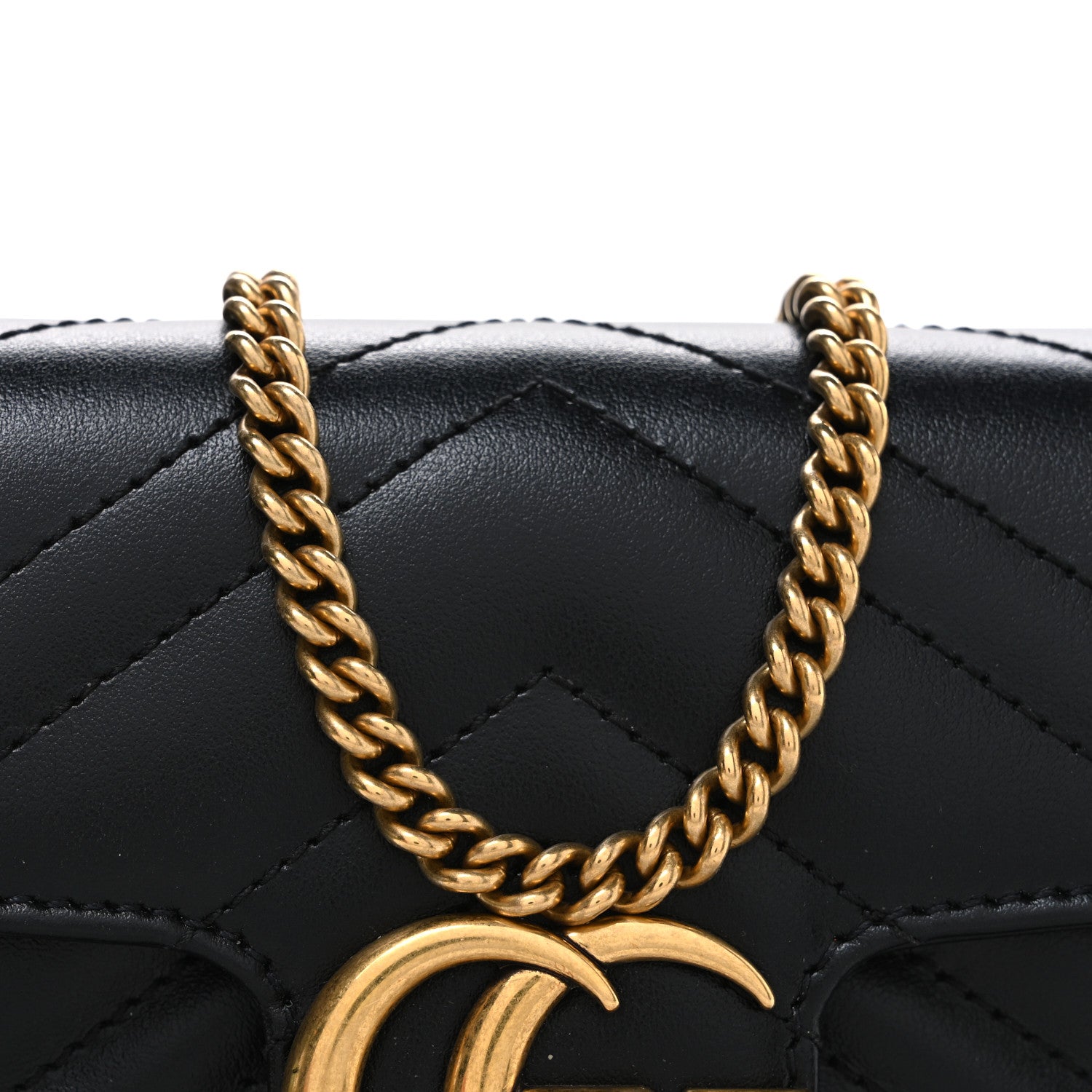 Gucci Calfskin Matelasse Super Mini GG Marmont Shoulder Bag Black 8 of 11