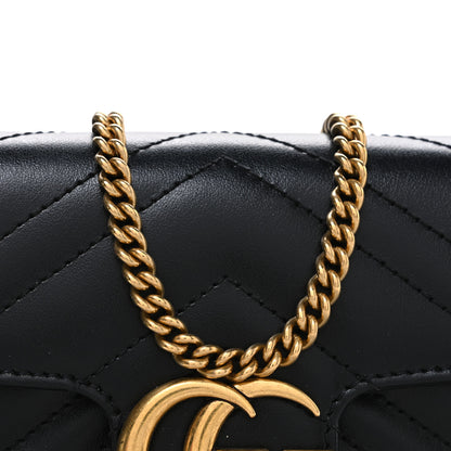 Gucci Calfskin Matelasse Super Mini GG Marmont Shoulder Bag Black 8 of 11